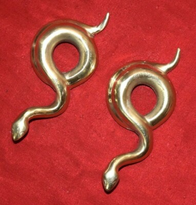 Pair Of Paper Weights Brass Reptile Showpiece Python Snake Style Home Dec EK207 