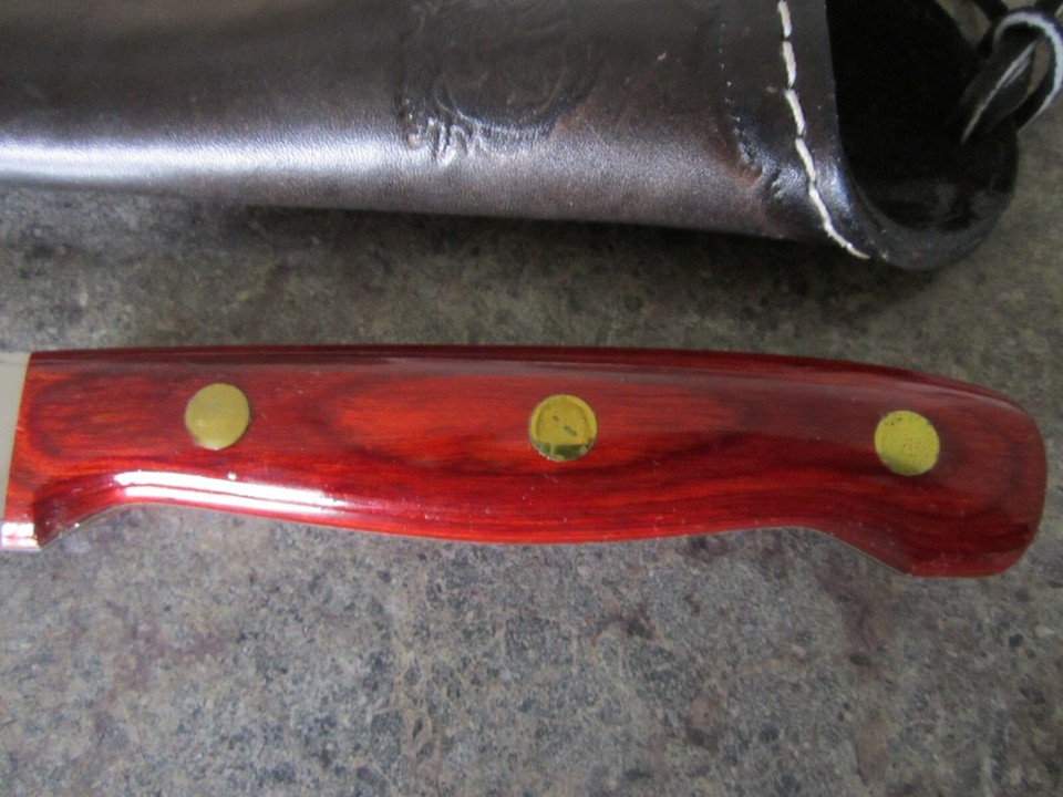 12" Fillet knife from Custom Cutlery Marengo Iowa with leather Sheath