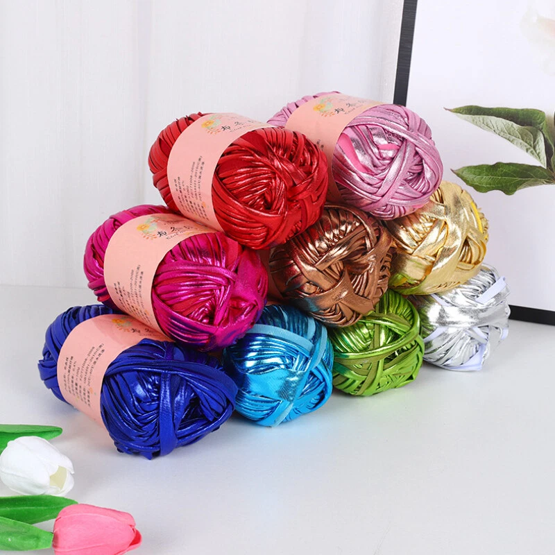 100 g de textura metálica camiseta fio bola brilhante fio de tricô faça você mesmo artesanato 30M costura - Imagem 3 de 4