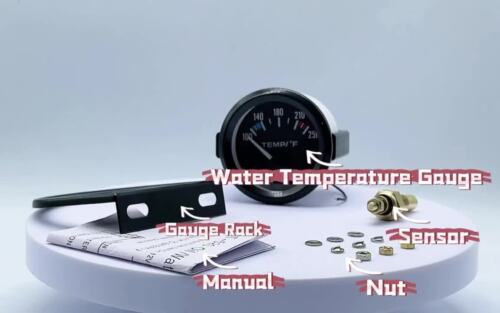2" 52mm Car Water Temperature Gauge Meter 100-250℉ W/ Sensor Water Temp Gauge - Video 1 of 1