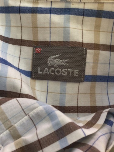 LACOSTE Men’s Check Pattern Short Sleeve Button Down Shirt (Size 52) - Picture 10 of 10