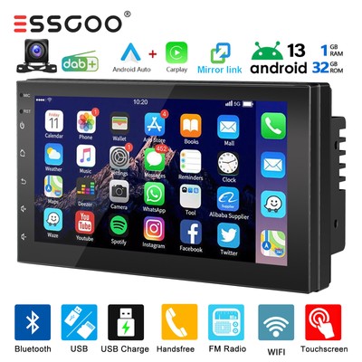 DAB+ Android 13 7'' Autoradio 2DIN 1+32G Carplay GPS NAVI RDS Bluetooth FM Kamera