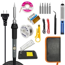 Electric Soldering Iron Kit Gun 60W Welding Solder Wire Tools Station Tweezers