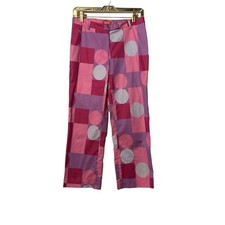 Vintage Esprit Womens 5/6 Pink Purple Geometric Stretch Flat Front Pants