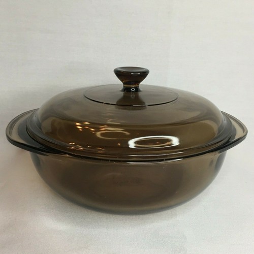 Vintage Corning Pyrex Casserole Dishes & Lids Amber 1.5L and 2.0L Set of 2 - Picture 2 of 12