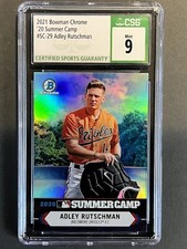 2021 Bowman Chrome Orioles Adley Rutschman 2020 Summer Camp Refractor CSG 9 MINT