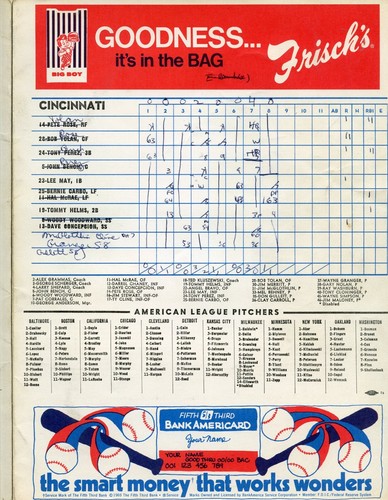 Cincinnati Reds 1970 Scorecard vs. Giants WILLIE MAYS HR Crosley Field Pepsi KOA - Picture 3 of 4