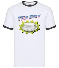 Tea Boy - Mens Ringer - Charwola Office Worker Ned Man Guy Funny