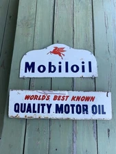 Vintage Mobil Oil Gas Advertising Can / Bottle Original Metal Rack Signs only