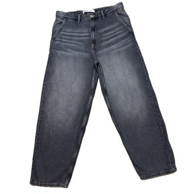    BERSHKA Zara Wide Leg Y2K Streetwear Charcoal Gray Wash Jeans Women's 10