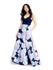 B DARLIN Womens Spaghetti Strap Full-Length Prom Empire Waist Dress