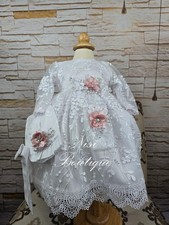 Free Shipping Long Sleeve Baptism Dress Christening Gown, Baby Girl White Dress