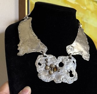 Sterling Silver Modernist MCM Wearable Art Necklace 1973 London England RG NR