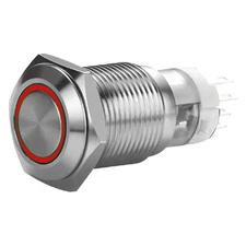 Install Bay MIBRSSR16 16mm Momentary Red LED Switch w Harness