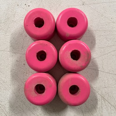 Set Aus 6 Vintage Roller Derby Skateboard Rollen Wheels Pink CRS Co