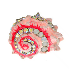 Vintage Rhinestone Sea Shell Brooch Enamel Ocean Summer Pin Beach Gift Jewelry