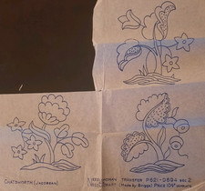 Vintage (Chatsworth Jacobean) Needlewoman & Needlecraft Embroidery Transfer