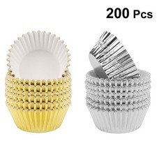 200 Pezzi Foglio Alluminio Muffin Fodere Torte Tazze di Carta Spesse Accessorio da Cottura