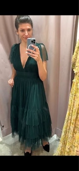 Women Dress Green Chiffon 34