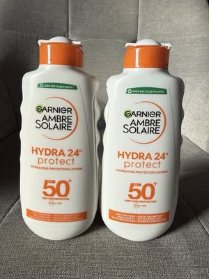 2x Garnier Ambre Solaire Hydra 24H Protect Lotion LSF50+ 200ml