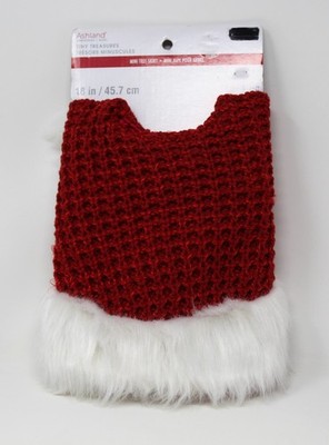 18'' Ashland Tiny Treasures Red Knit Mini Tree Skirt White Faux Fur Trim NEW