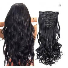 Clip In Hair Extensions 7 PCS Full Head 22 Inch Long Curly Wavy Synthetic Hair