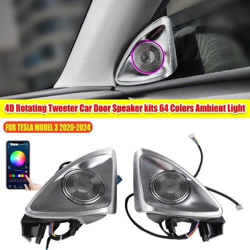 Ambient Light 4D Rotating Tweeter Car Door Speaker For Tesla Model 3 2020-2024+ - Picture 16 of 17