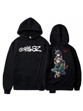 Gorillaz Graphic Hooded Sweatshirt - Retro Y2K Streetwear Pullover with 2-Tone B