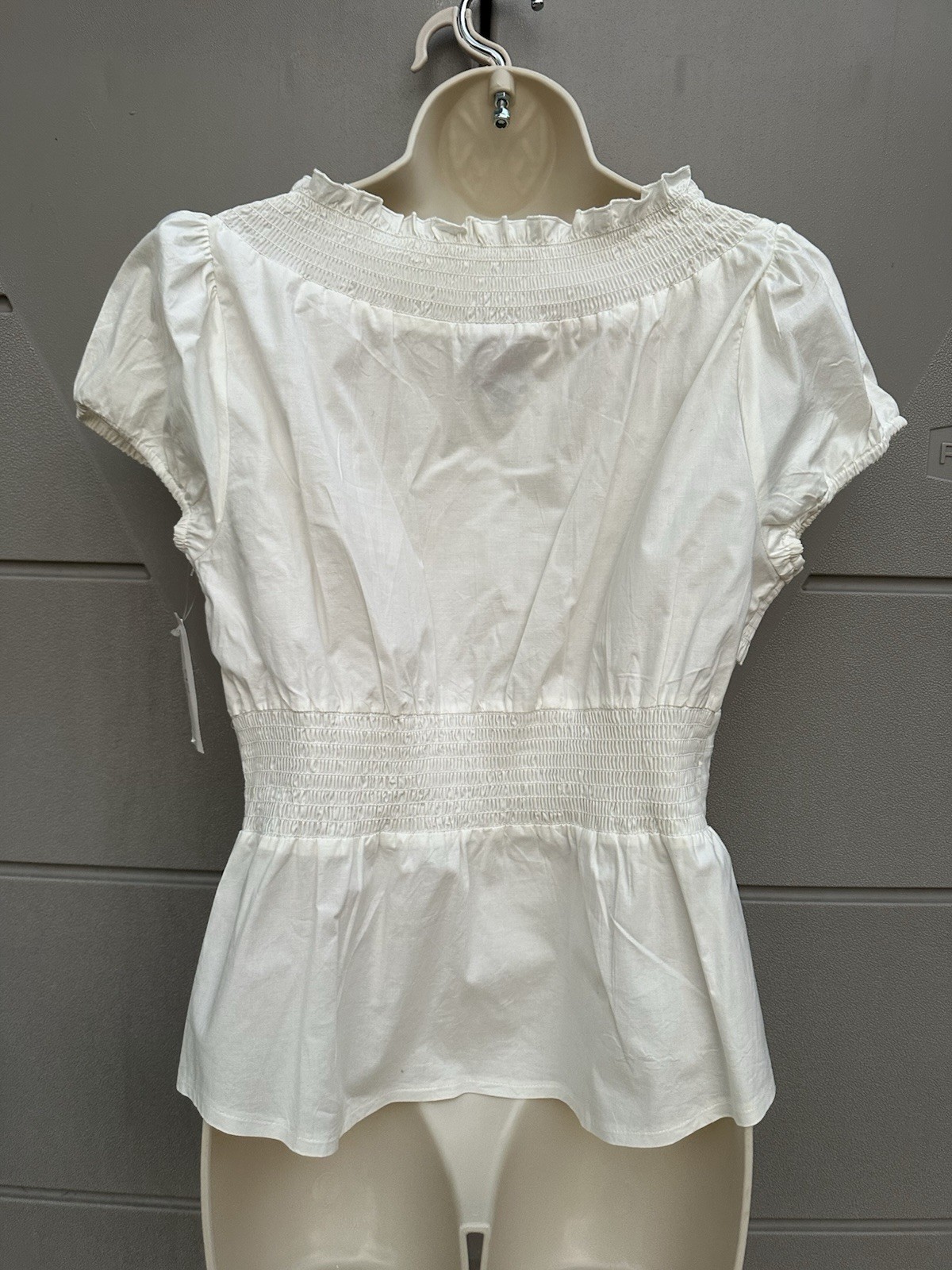 Bebe Babydoll  Ruffle Corset Top Milk Maid Cap Sleeve Y2K Sz L Coquette Feminine