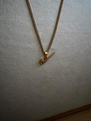 Gold Nike Swoosh Necklace - Thin Chain - 20'' Chain - Gold Plated - Y2K
