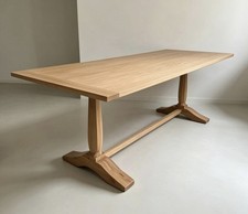 Large 7ft Oak Refectory Farmhouse Pedestal Dining Table Arts & Crafts Style