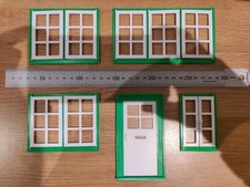 Not Hobbies Dolls House Windows & Door Squares Job Lot Green White Extra Double