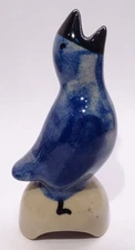 Vintage Studio Pottery Pie Bird Vent * Dark Blue Songbird