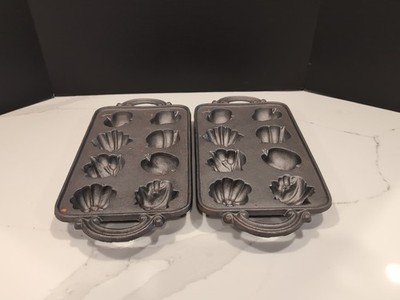  JOHN WRIGHT Cast Iron Fall Harvest Baking Mold  Cornbread Cake Muffin Pan USA 