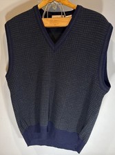 Vintage Murano Blue/GreenSweater Vest Men's Size Large Wool Blend Made In Italy