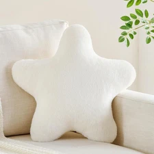 Star Pillow 15.7" White Star Shaped Decorative Throw Pillow for Couch Bed 