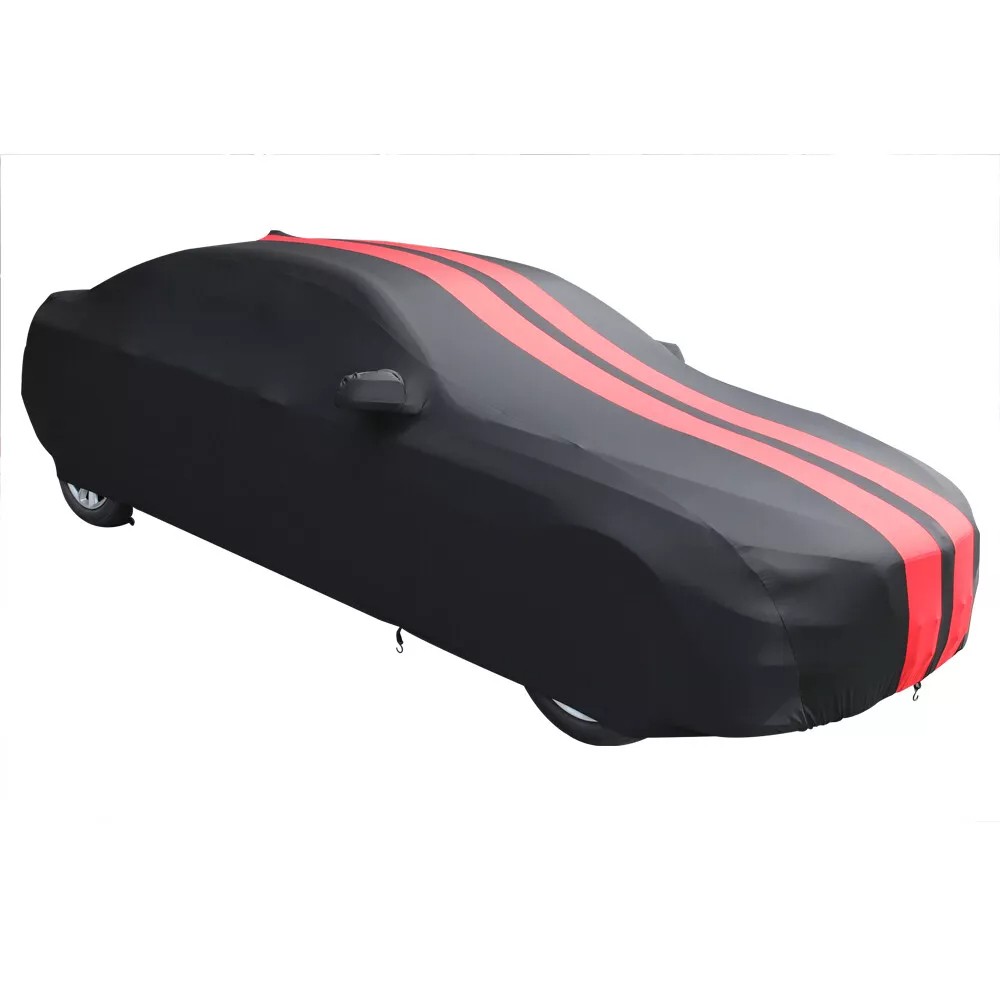 For Jaguar XF XFL XJ Red Line Indoor Breathable Car Cover Satin Stretch