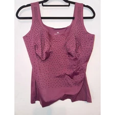 Brand New Ruby Ribbon Women Size 48 Embellished Sleek Shape Tank Cherry Lacquer