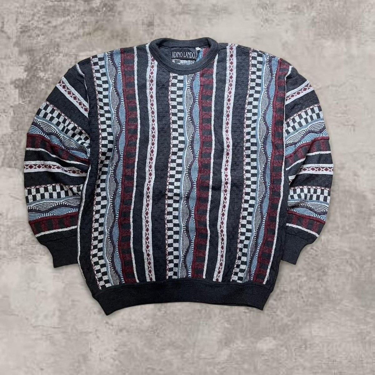 Coogi Original Blues Style Sweater Black Red White Alpaca Wool