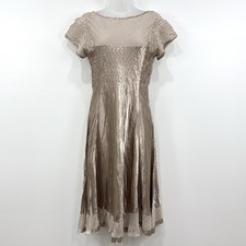 Fairy Crinkle Dress Women's S Champagne Satin Event Wedding Guest Elegant