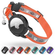 Reflective AirTag Cat Collar, Integrated Tracker Collar S 9"-13" , Orange