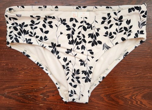GB Girls 10 Two Piece Swimsuit White Black Leaf Print - Picture 7 of 10