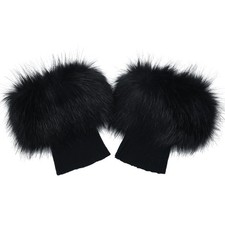 Women Faux Fur Leg Warmers Short Furry Fuzzy Boot Cuffs Toppers Girls Winter ...