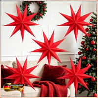 Papiersterne Weihnachtsdeko 5Er Set 30Cm Rot Zum AufhäNgen Deko Weihnachten