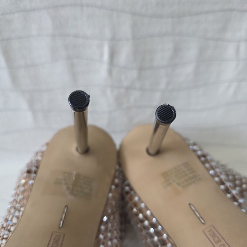 Vince Camuto Womens Kiskia Nude Crystal Mesh Ankle Bootie Heels Shoes Size 10 - Picture 10 of 13