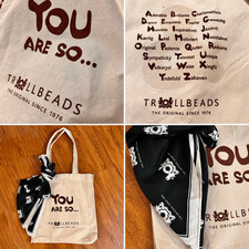 TROLLBEADS Beige Canvas Bag Positive Words in...