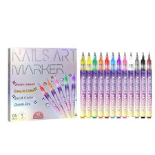 12 Colours Nail Art Paint Pens Set Quick Dry Liner Dotting Drawing Markers UK