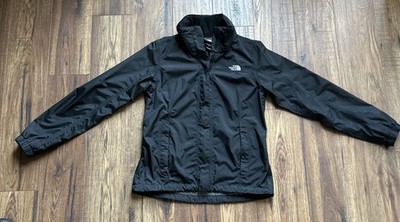 The North Face Hyvent Rain Jacket Small Women Black Packable Hood Windbreaker