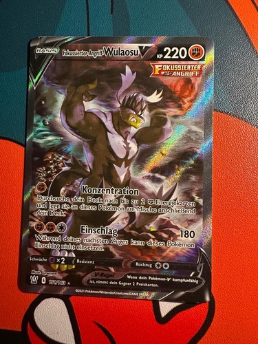 Pokémon Karte Fokussierter-Angriff-Wulaosu V DE 151/163 Kampfstile Alt Art NM