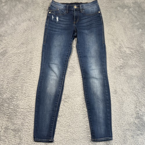 WHAT'S UP WASHED FADED AND WHISKERED SLIM BOOT JEANS Size 6